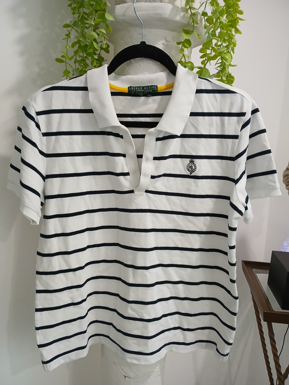 Wmomans White & Black Striped Polo Shirt